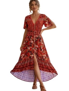 LABEL OF LOVE "London" Floral High Low Maxi Dress - Size S
